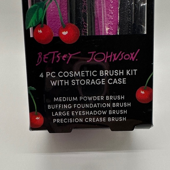 Betsey Johnson Cherry Cosmetic Brush Set - Pink and Black - Picture 2 of 6